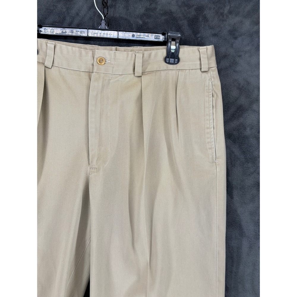 Bills Khakis M1 Pleated Trousers Mens 35 Khaki Tan Cotton Made in USA Cuffed - Picture 2 of 15